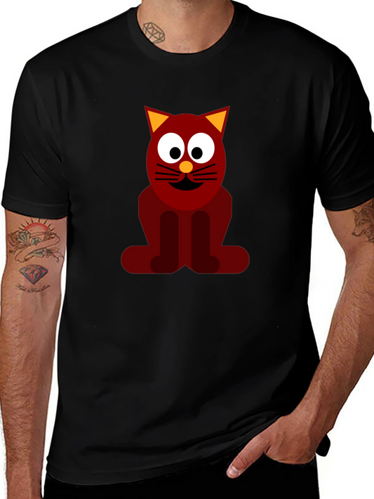 Funky Cat Graphic Tee - Black Casual T-Shirt