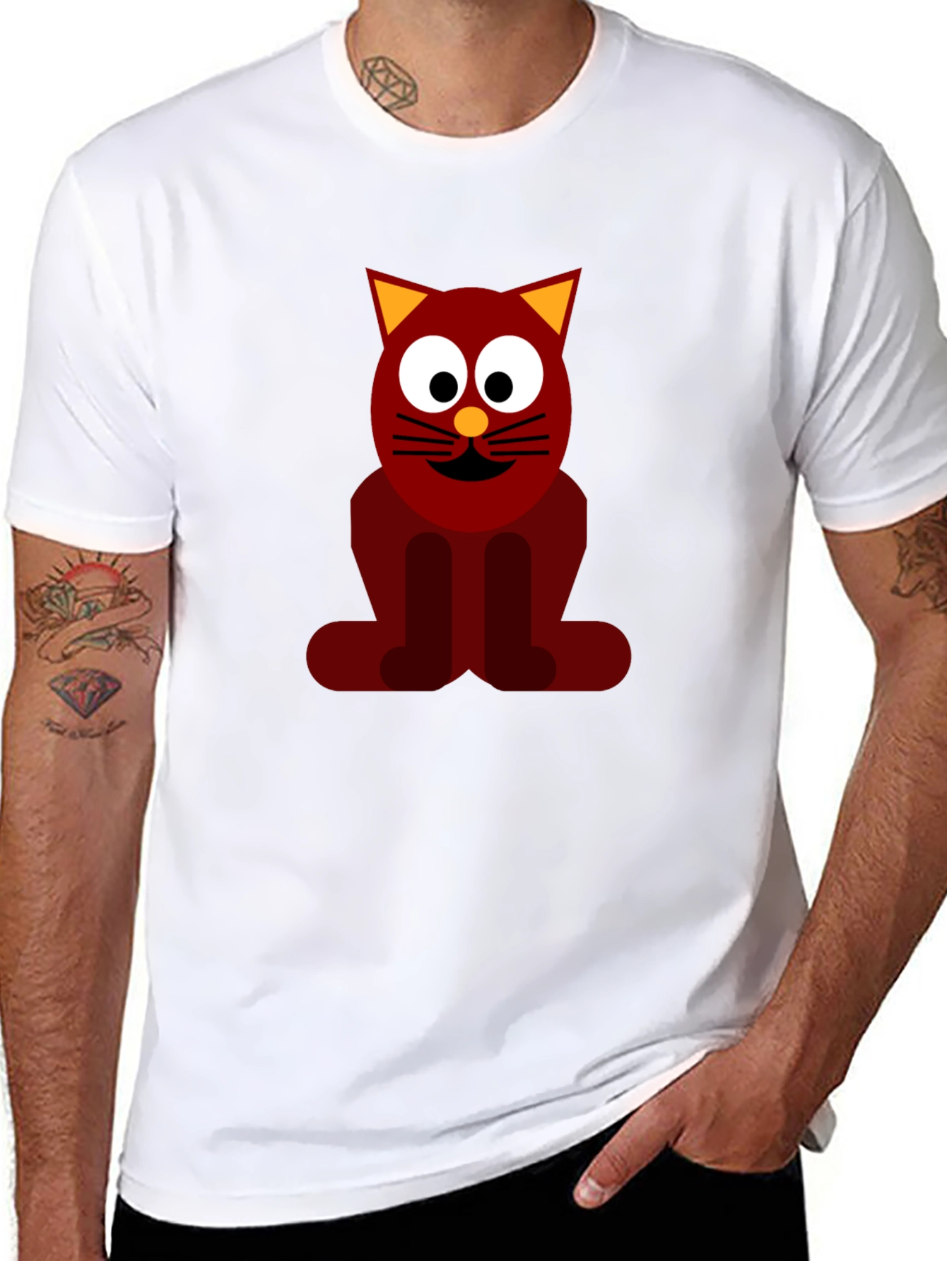 Funky Cat Graphic Tee - Black Casual T-Shirt