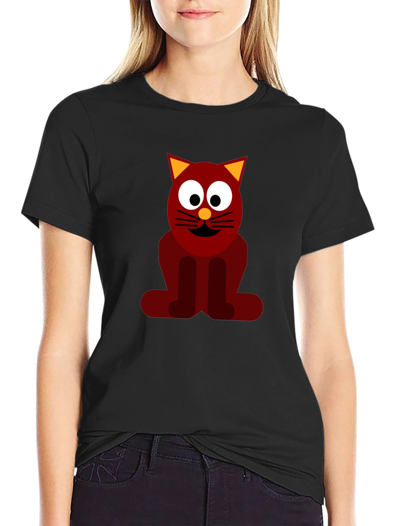Funky Cat Graphic Tee - Black Casual T-Shirt