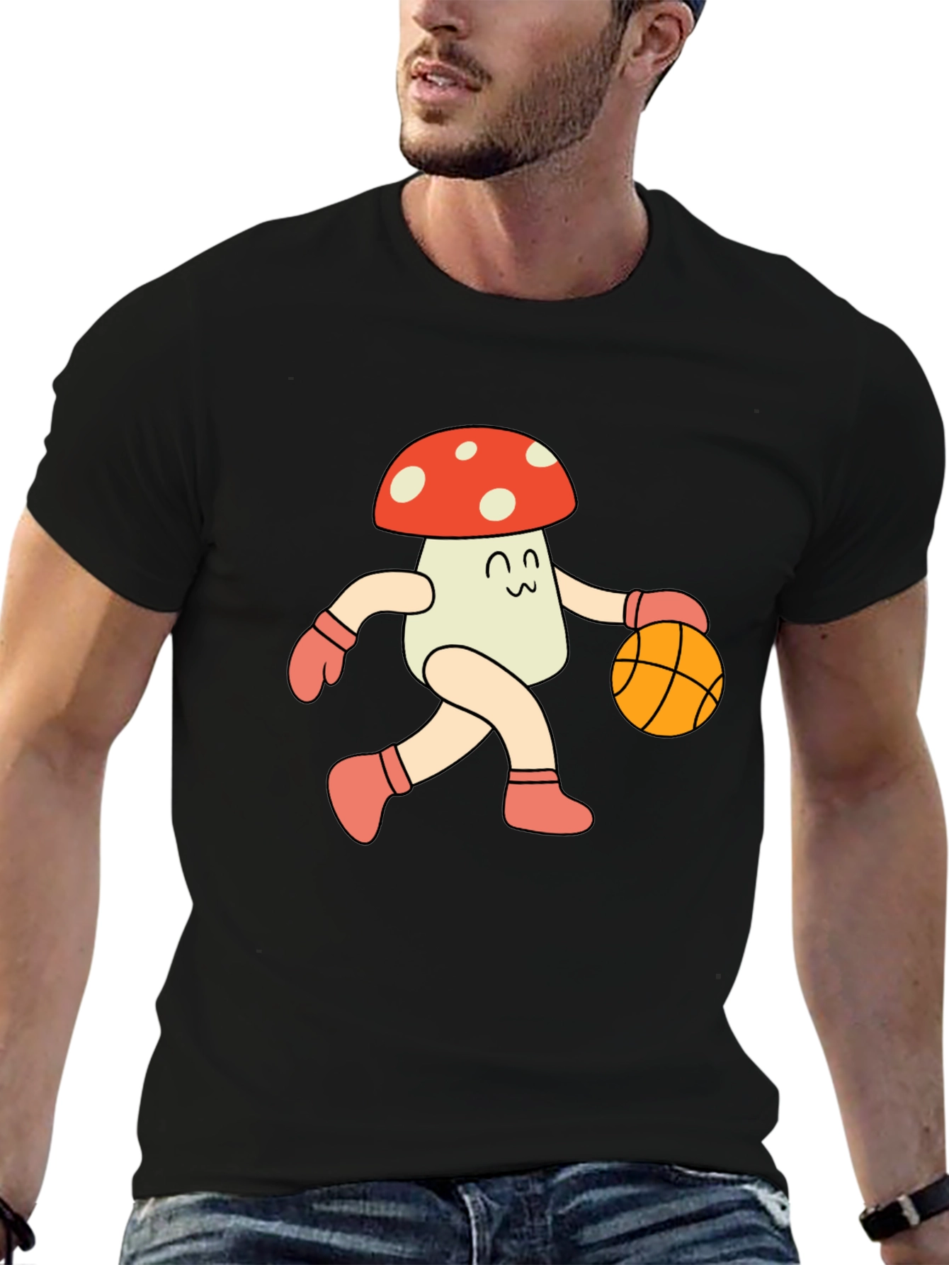 Mushroom Basketball T-Shirt - Cool Graphic Tee