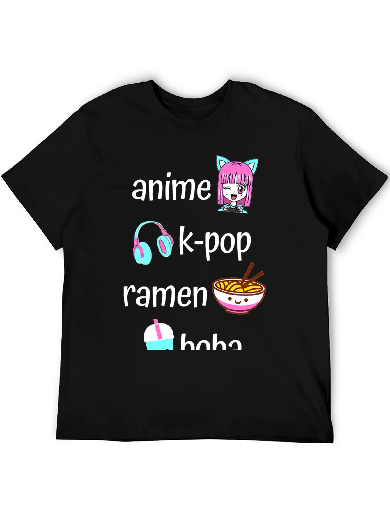 Anime K-Pop Ramen Boba Black T-Shirt