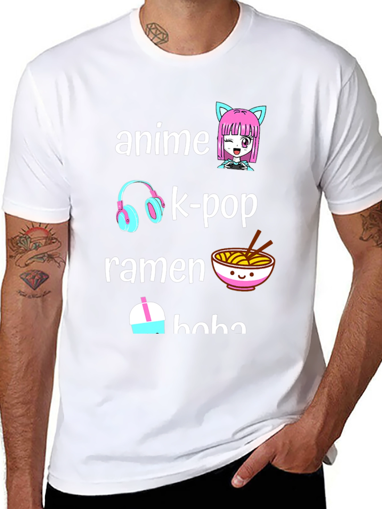 Anime K-Pop Ramen Boba Black T-Shirt
