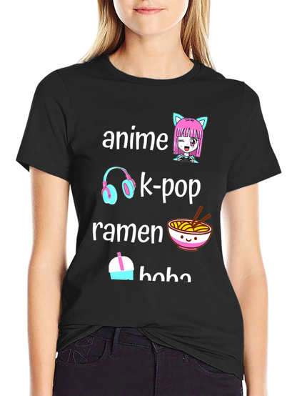 Anime K-Pop Ramen Boba Black T-Shirt