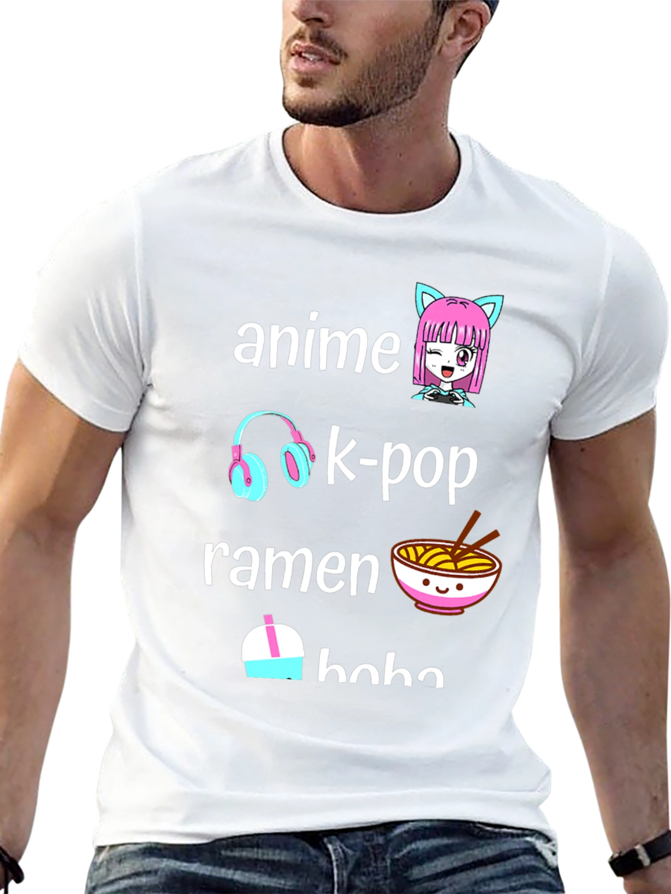 Anime K-Pop Ramen Boba Black T-Shirt