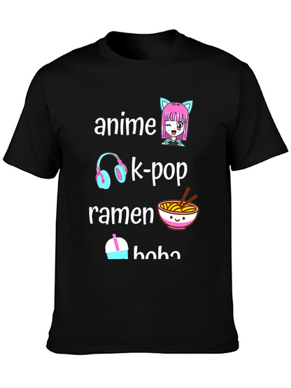Anime K-Pop Ramen Boba Black T-Shirt