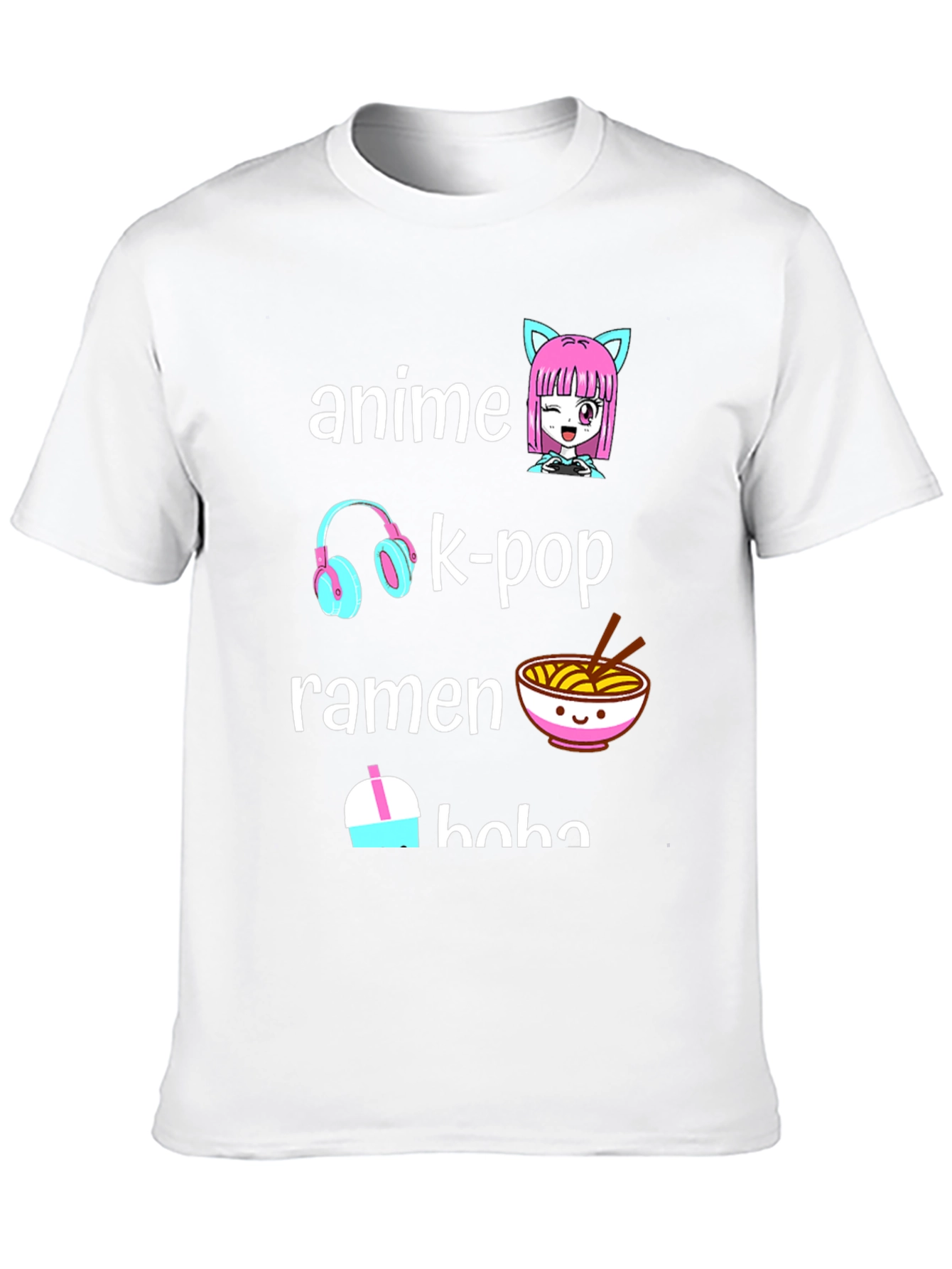 Anime K-Pop Ramen Boba Black T-Shirt