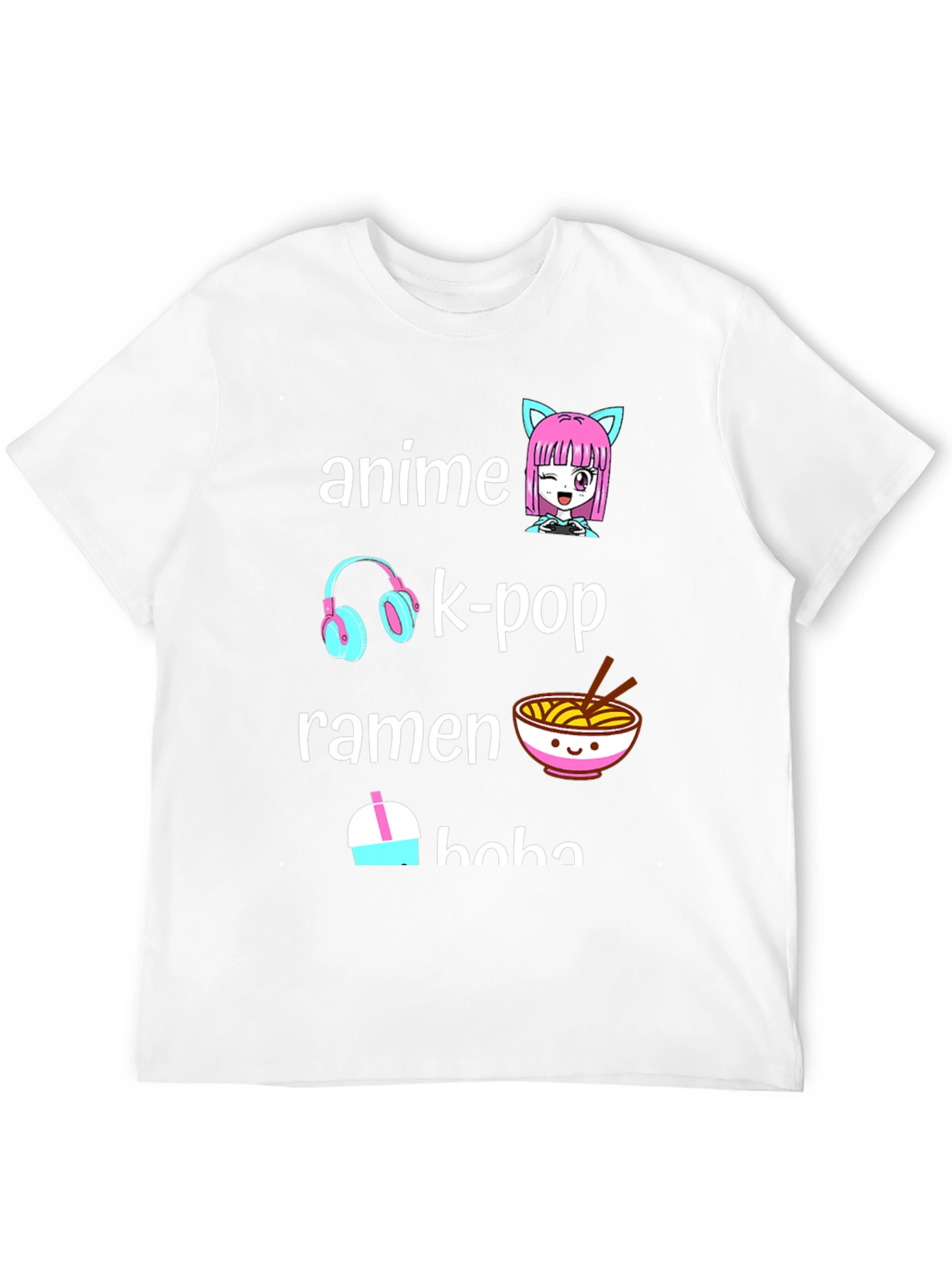 Anime K-Pop Ramen Boba Black T-Shirt