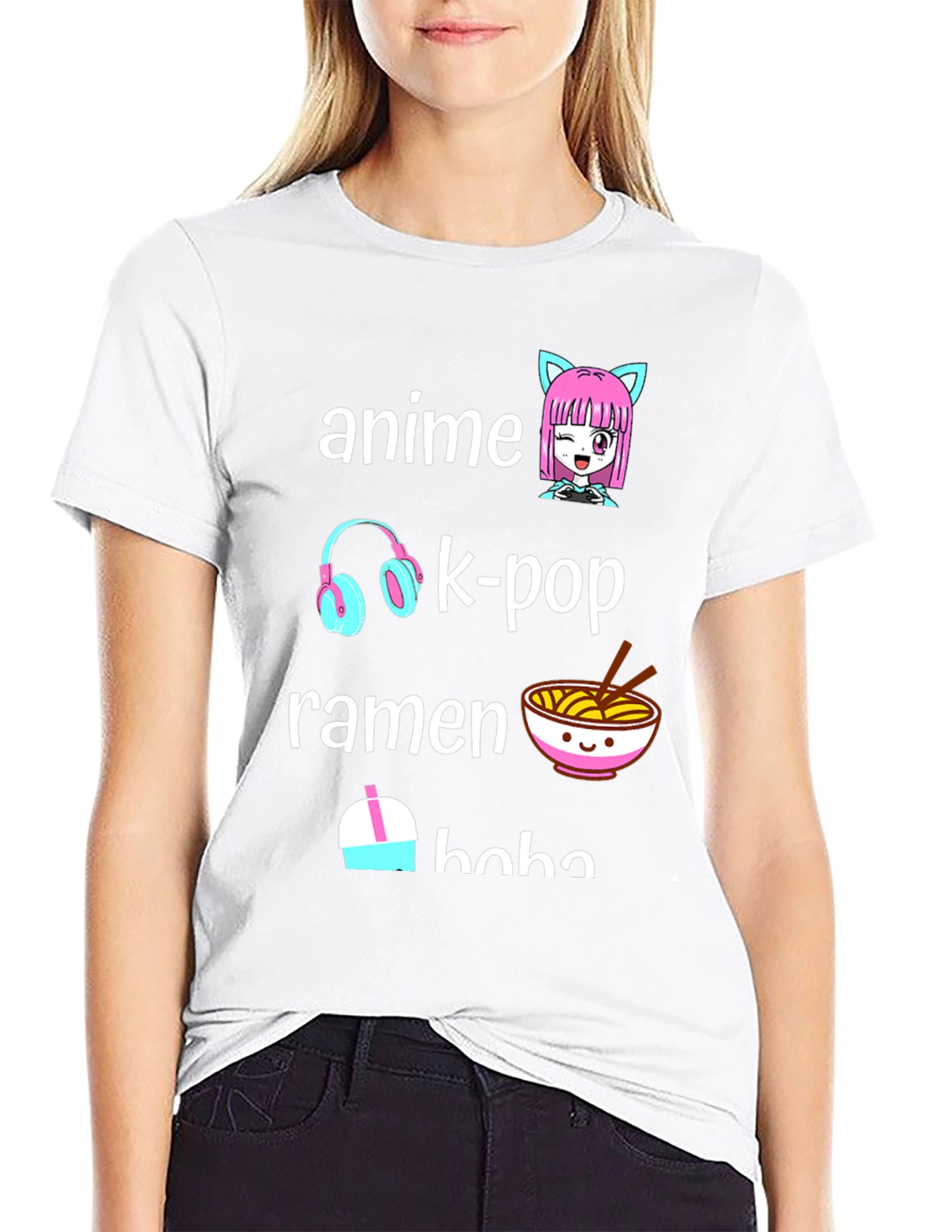 Anime K-Pop Ramen Boba Black T-Shirt