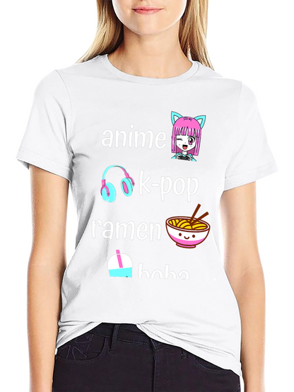 Anime K-Pop Ramen Boba Black T-Shirt