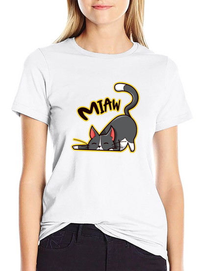 Cute Cartoon Cat Meow T-Shirt