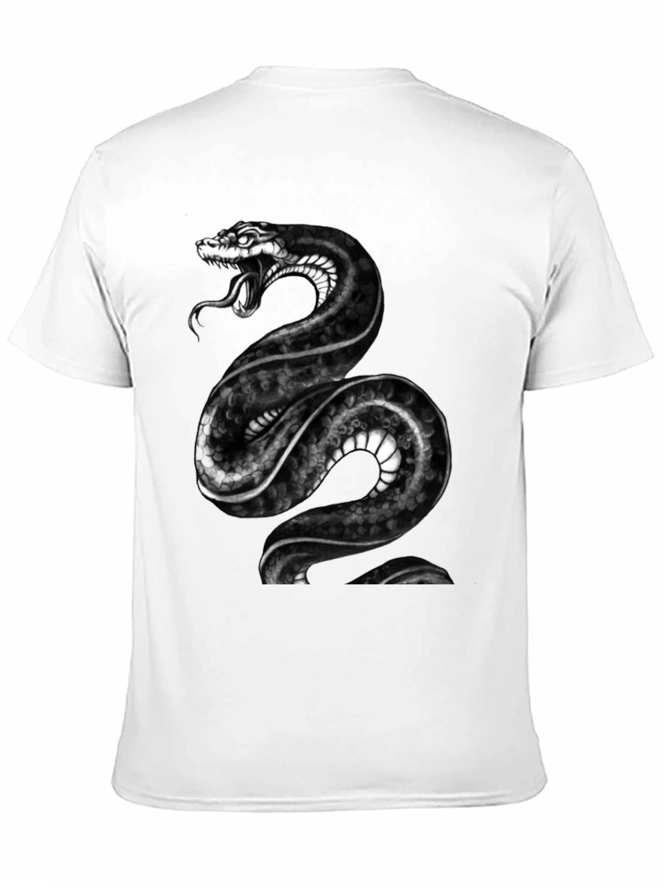 Mens Black Snake Graphic Tee - Bold Reptile Design