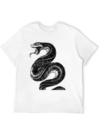 Mens Black Snake Graphic Tee - Bold Reptile Design