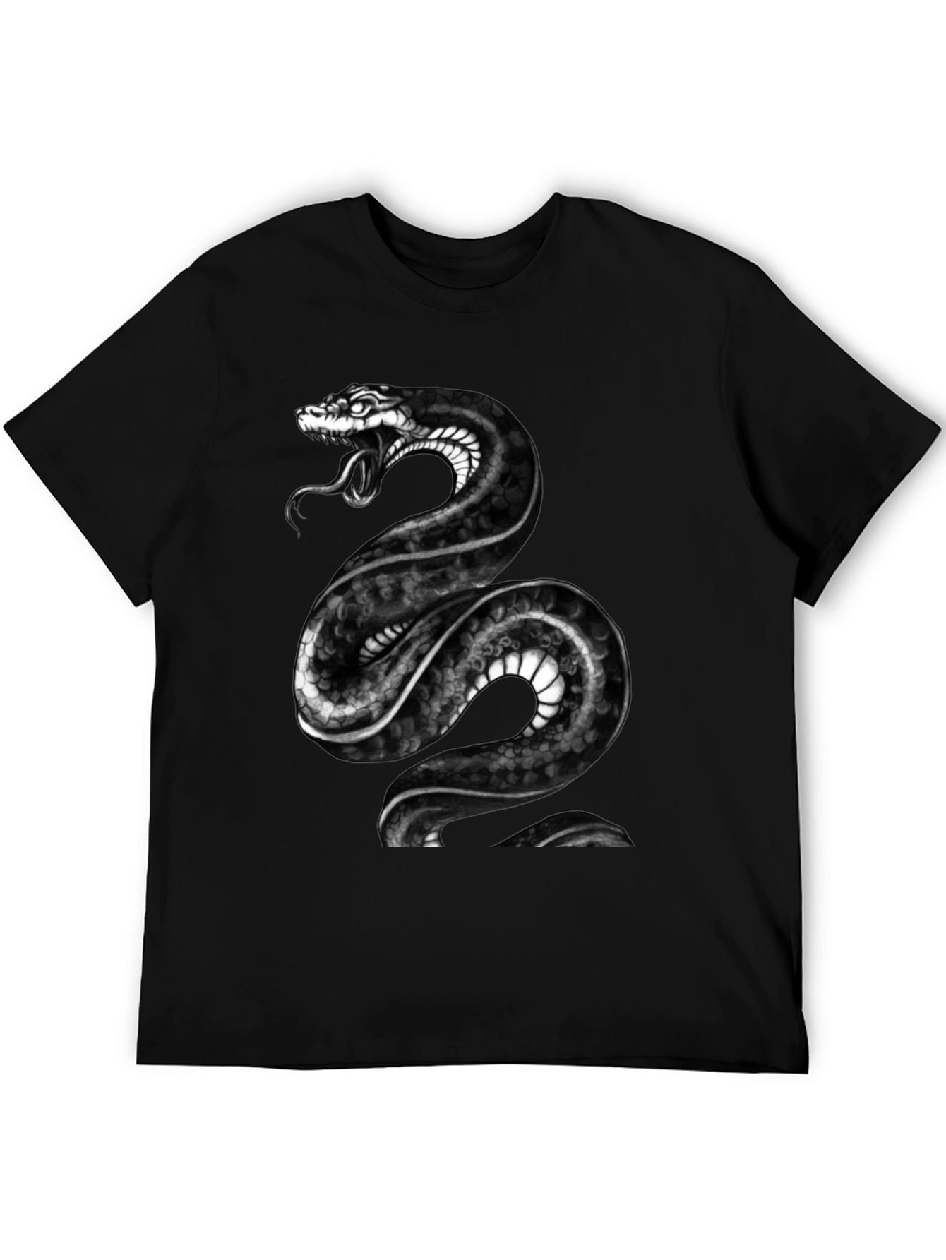 Mens Black Snake Graphic Tee - Bold Reptile Design