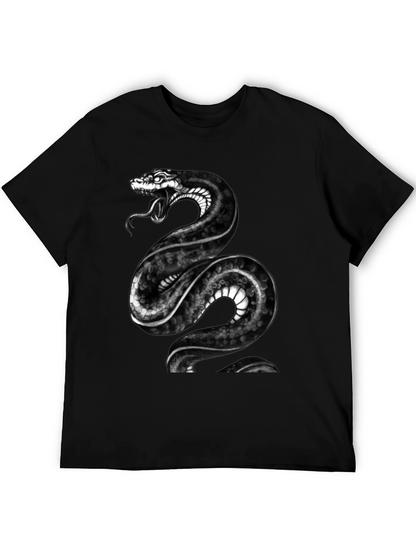 Mens Black Snake Graphic Tee - Bold Reptile Design