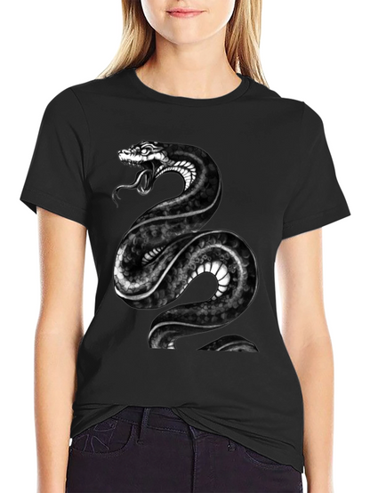 Mens Black Snake Graphic Tee - Bold Reptile Design