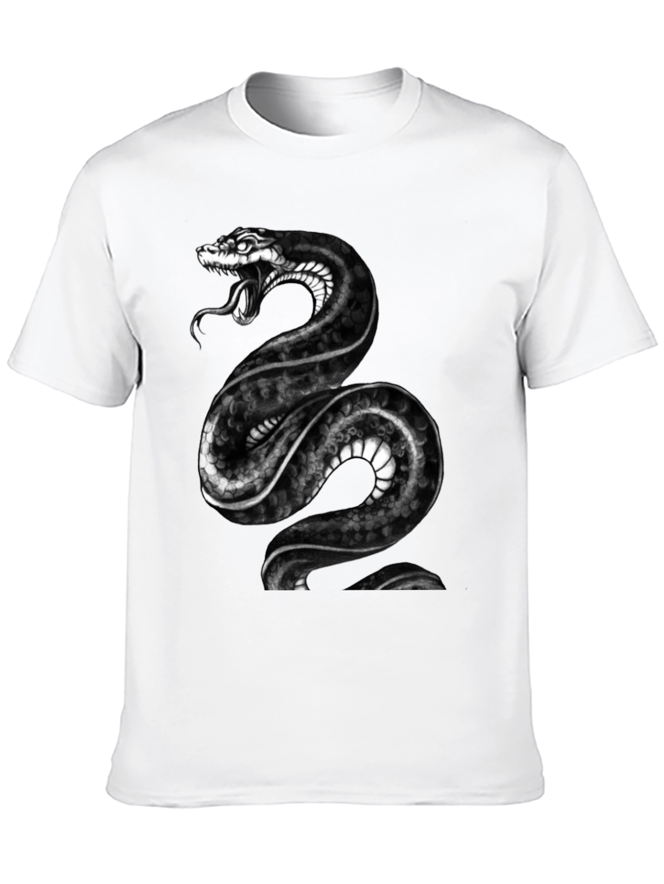 Mens Black Snake Graphic Tee - Bold Reptile Design