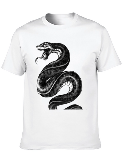 Mens Black Snake Graphic Tee - Bold Reptile Design
