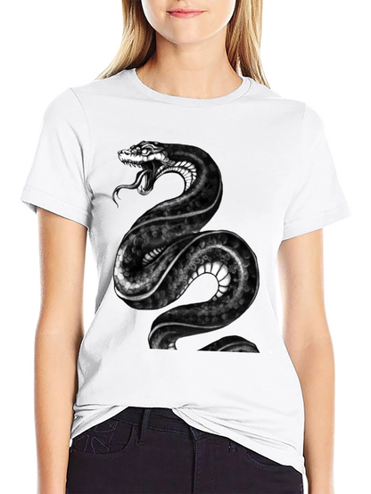 Mens Black Snake Graphic Tee - Bold Reptile Design