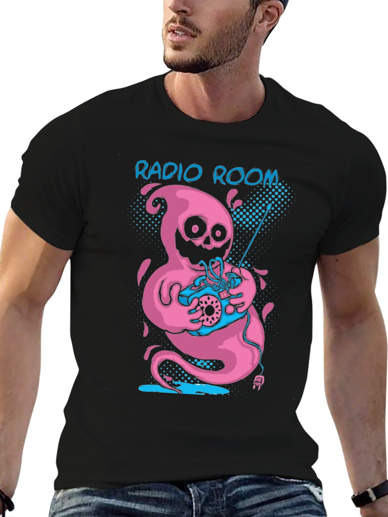 Radio Room Pink Ghost Graphic Tee - Black