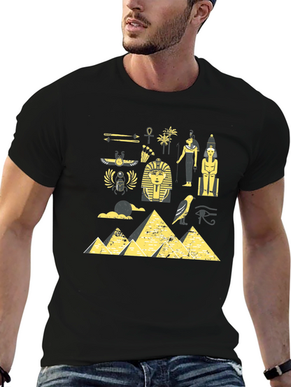 Egyptian Print Black T-Shirt