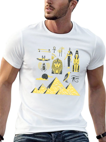 Egyptian Print Black T-Shirt