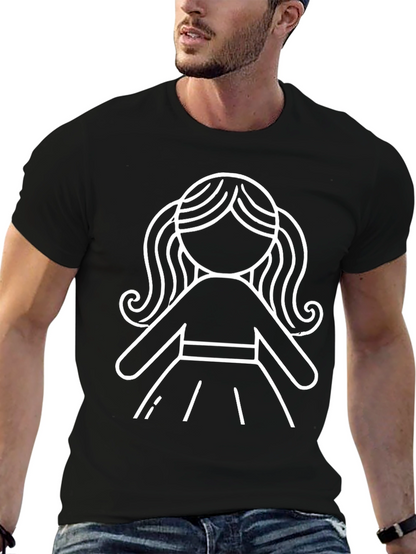 Stick Figure Girl Graphic T-Shirt - Black
