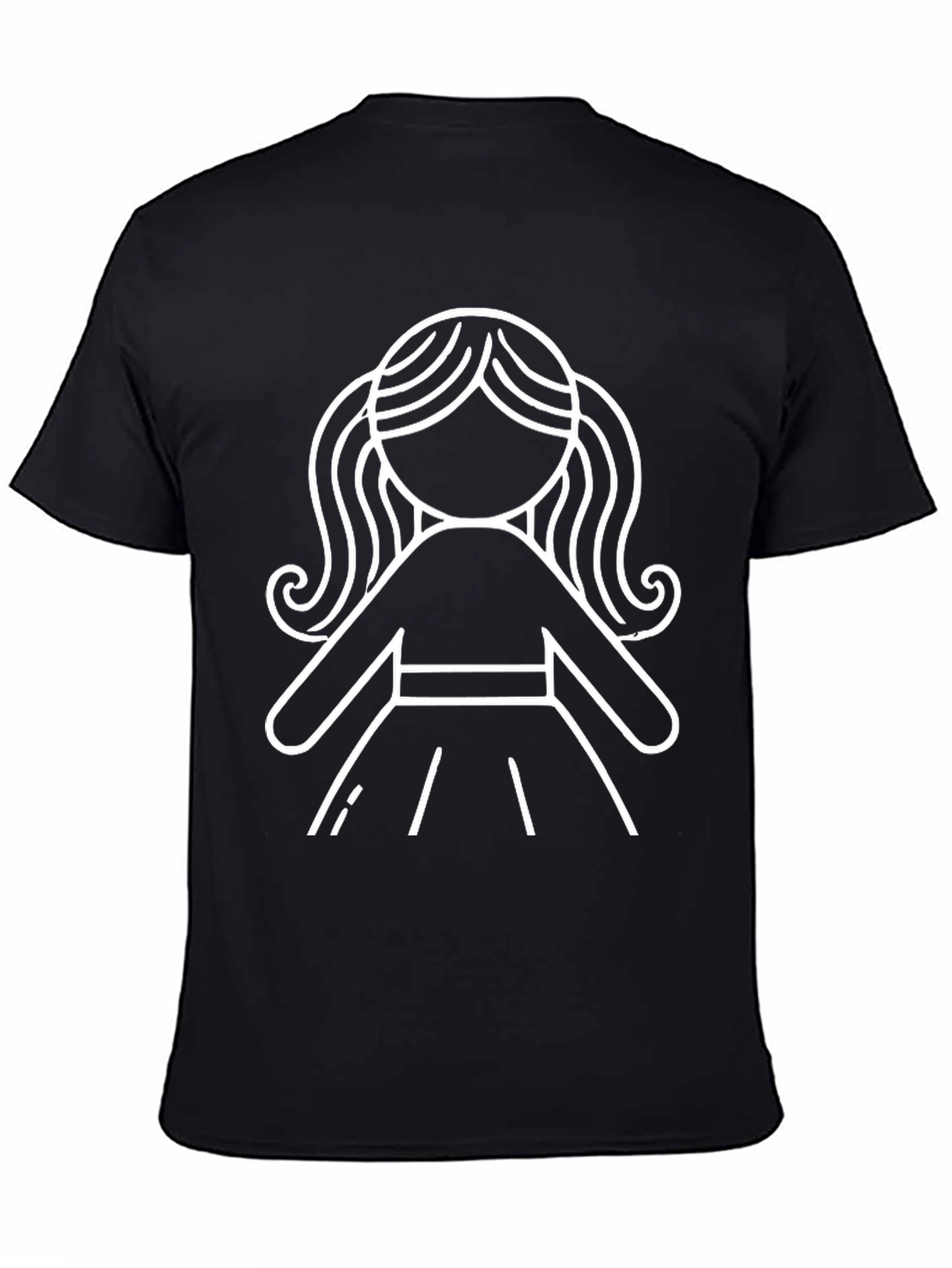 Stick Figure Girl Graphic T-Shirt - Black