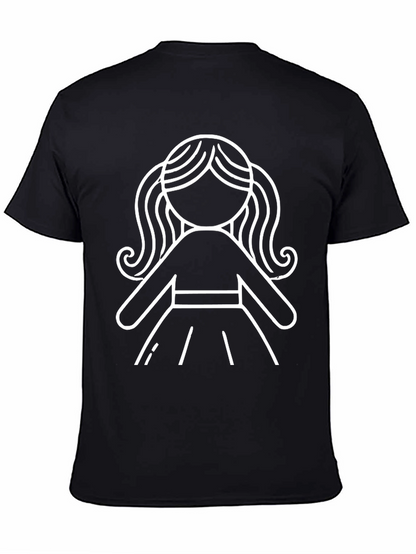 Stick Figure Girl Graphic T-Shirt - Black
