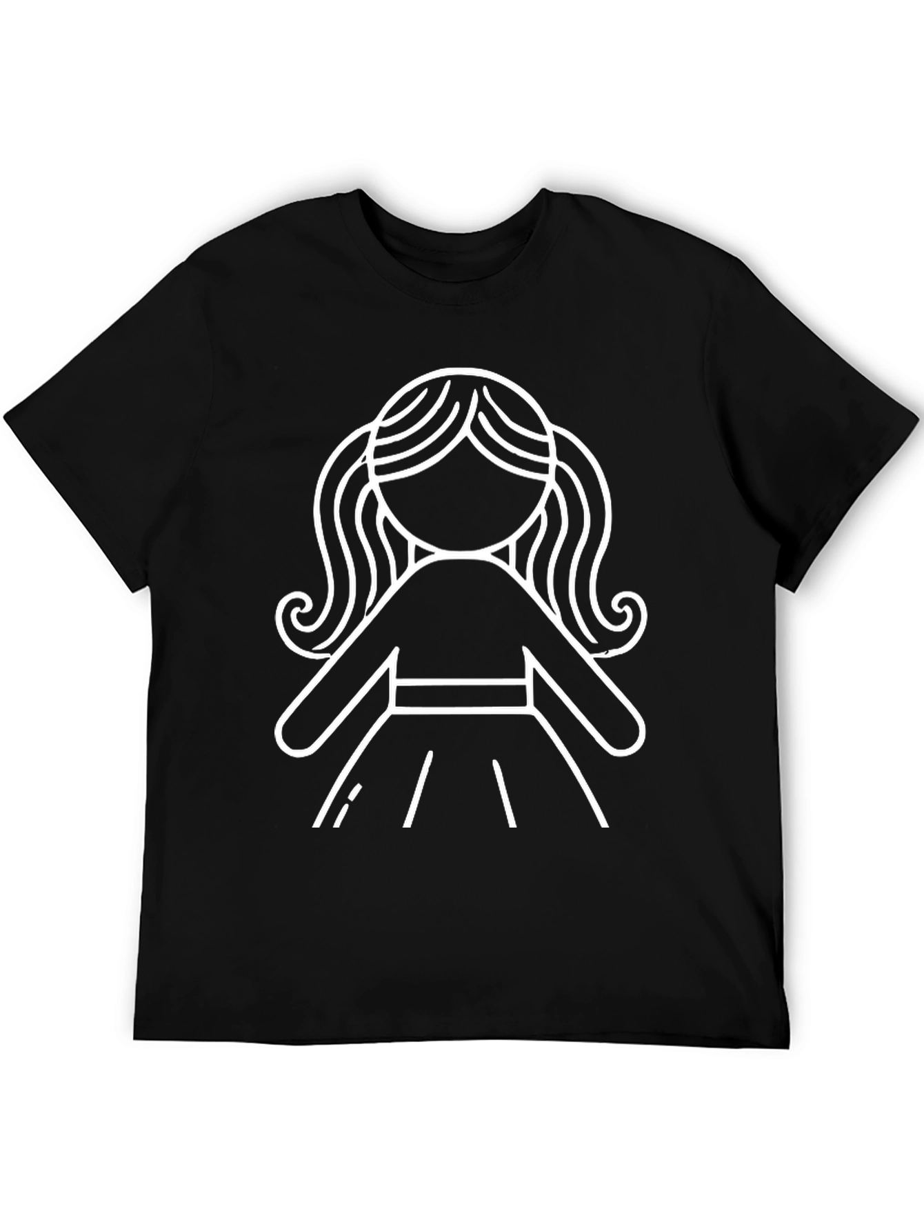 Stick Figure Girl Graphic T-Shirt - Black