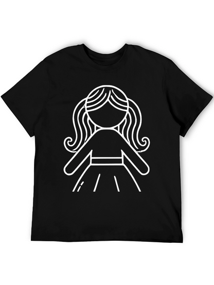 Stick Figure Girl Graphic T-Shirt - Black