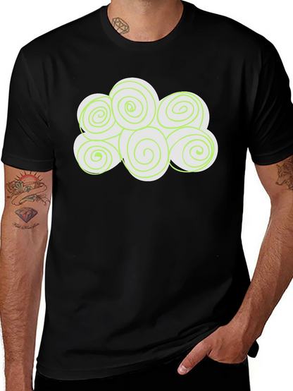 Swirl Cloud Graphic Tee - Soft Black Cotton T-Shirt