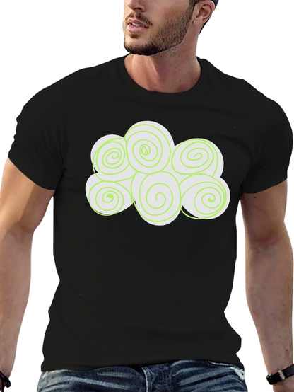 Swirl Cloud Graphic Tee - Soft Black Cotton T-Shirt