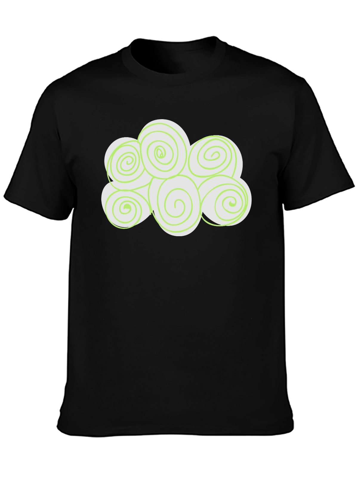 Swirl Cloud Graphic Tee - Soft Black Cotton T-Shirt