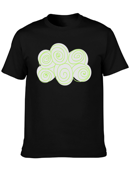 Swirl Cloud Graphic Tee - Soft Black Cotton T-Shirt