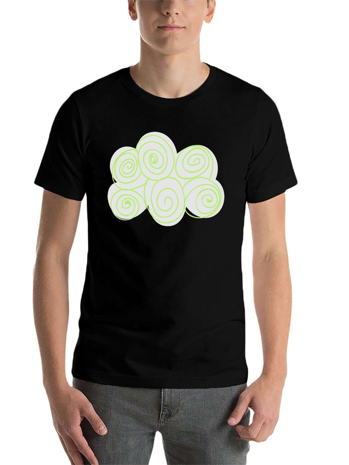 Swirl Cloud Graphic Tee - Soft Black Cotton T-Shirt