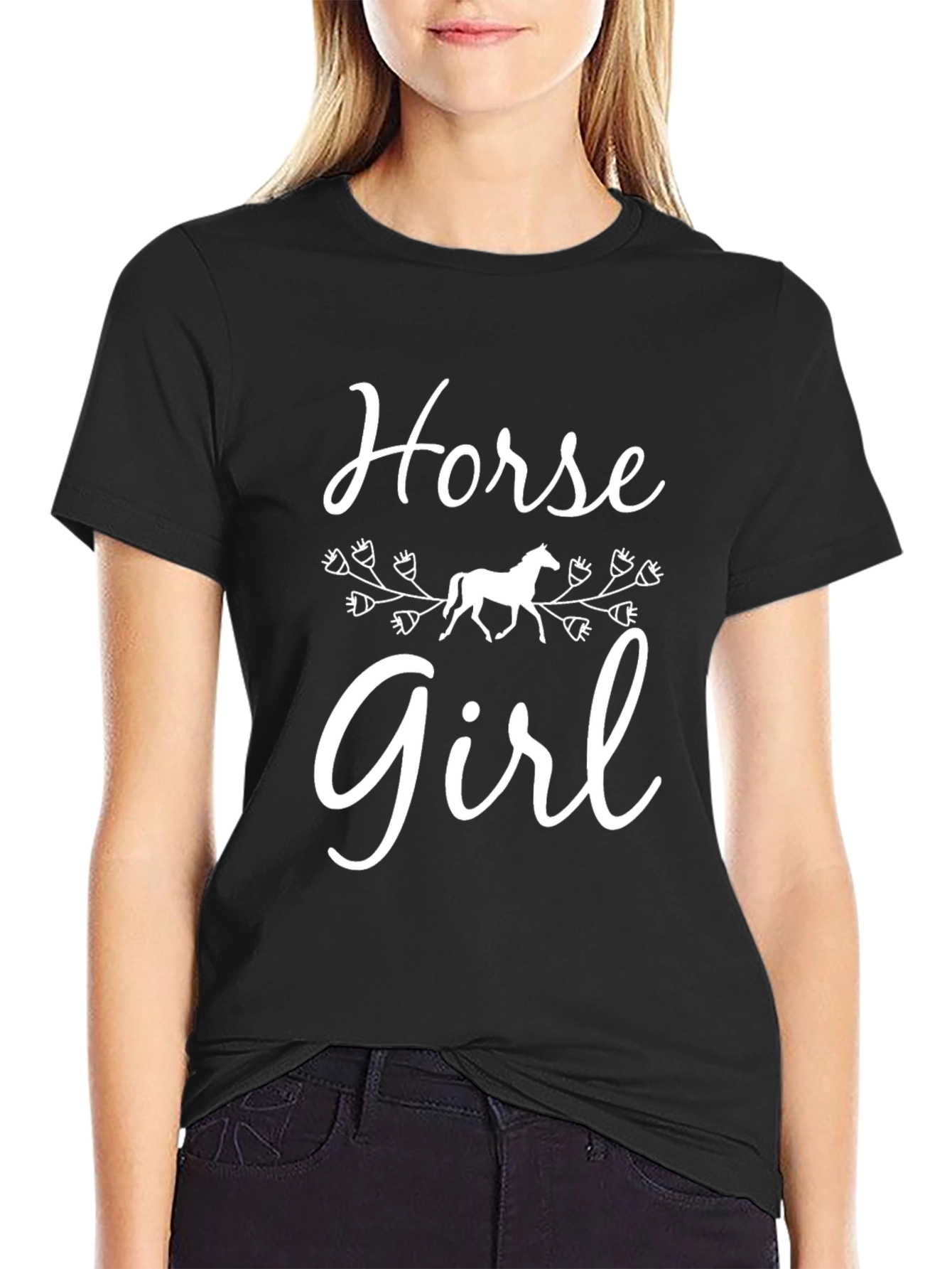 Horse Girl Graphic T-Shirt - Black