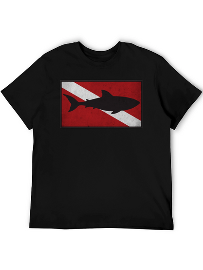 Diver Down Flag Shark Graphic Tee - Black