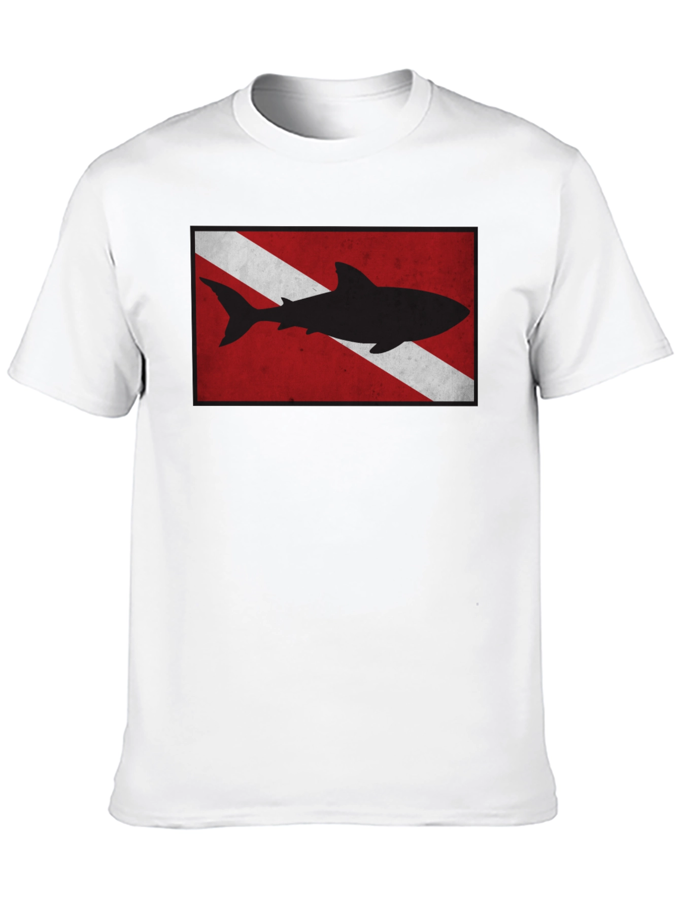 Diver Down Flag Shark Graphic Tee - Black