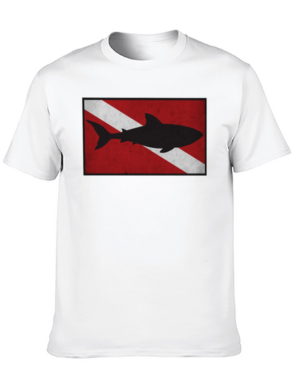 Diver Down Flag Shark Graphic Tee - Black