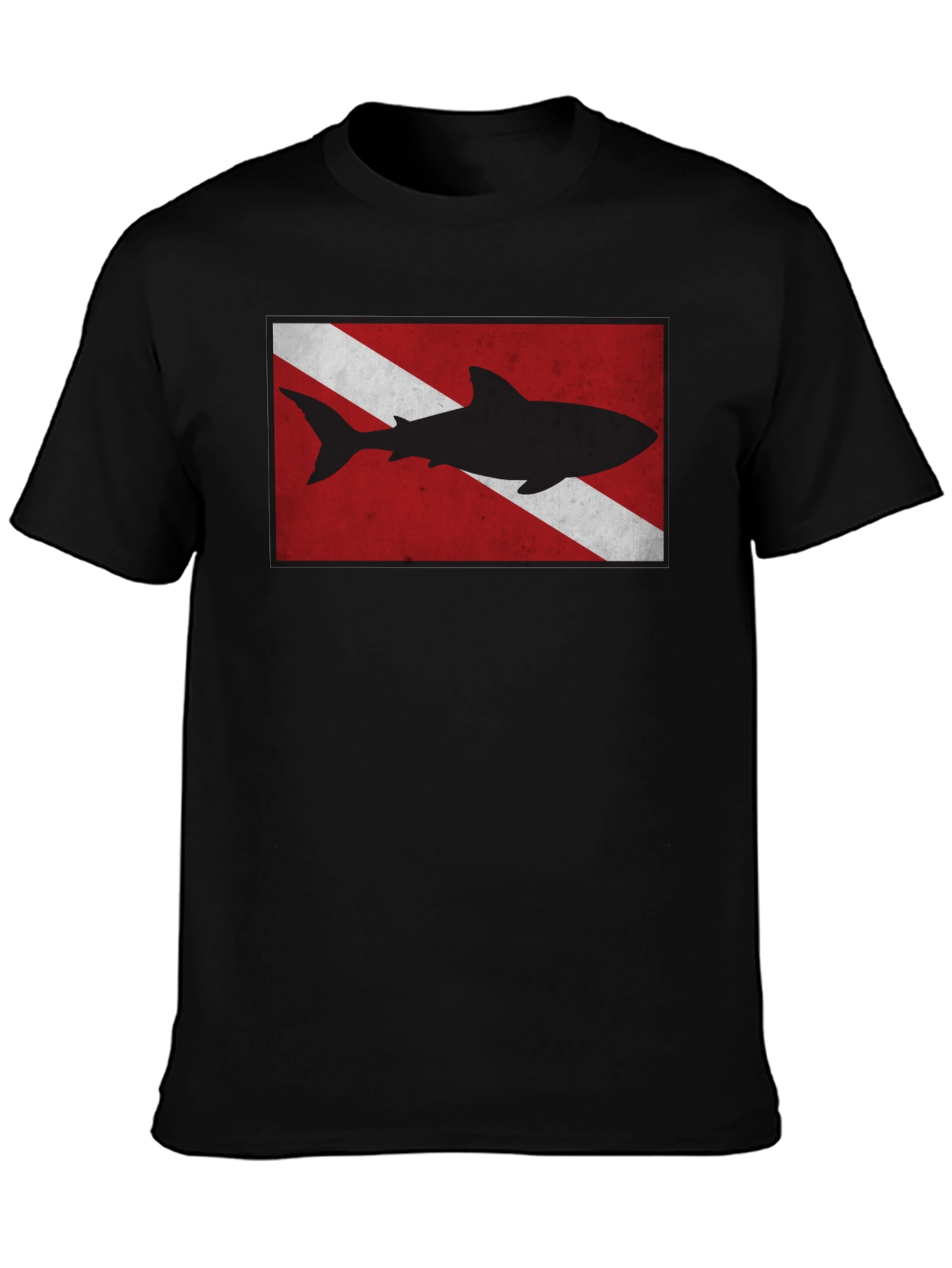 Diver Down Flag Shark Graphic Tee - Black