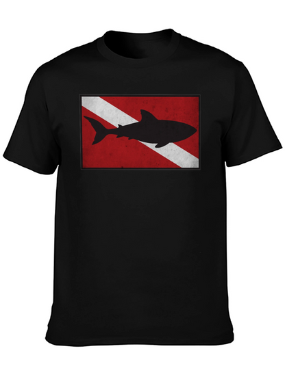 Diver Down Flag Shark Graphic Tee - Black
