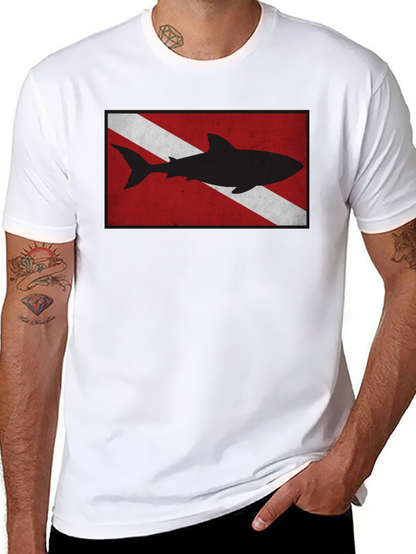 Diver Down Flag Shark Graphic Tee - Black