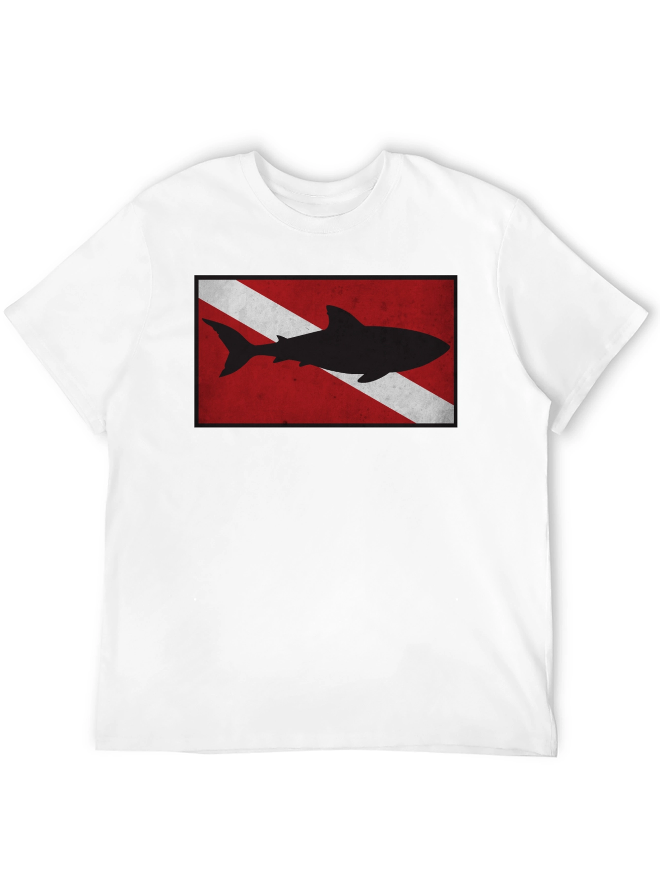 Diver Down Flag Shark Graphic Tee - Black