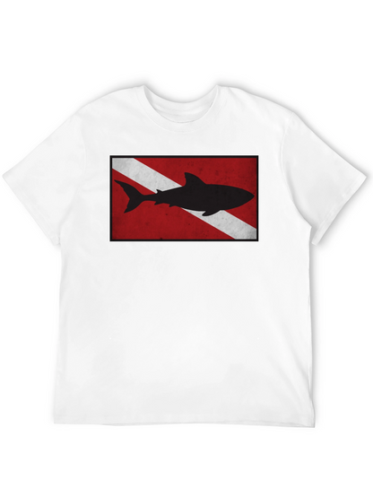 Diver Down Flag Shark Graphic Tee - Black