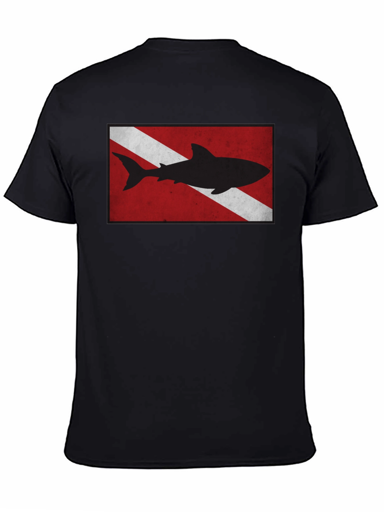 Diver Down Flag Shark Graphic Tee - Black