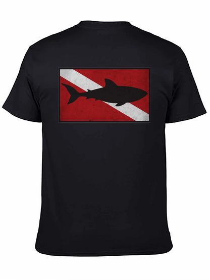 Diver Down Flag Shark Graphic Tee - Black