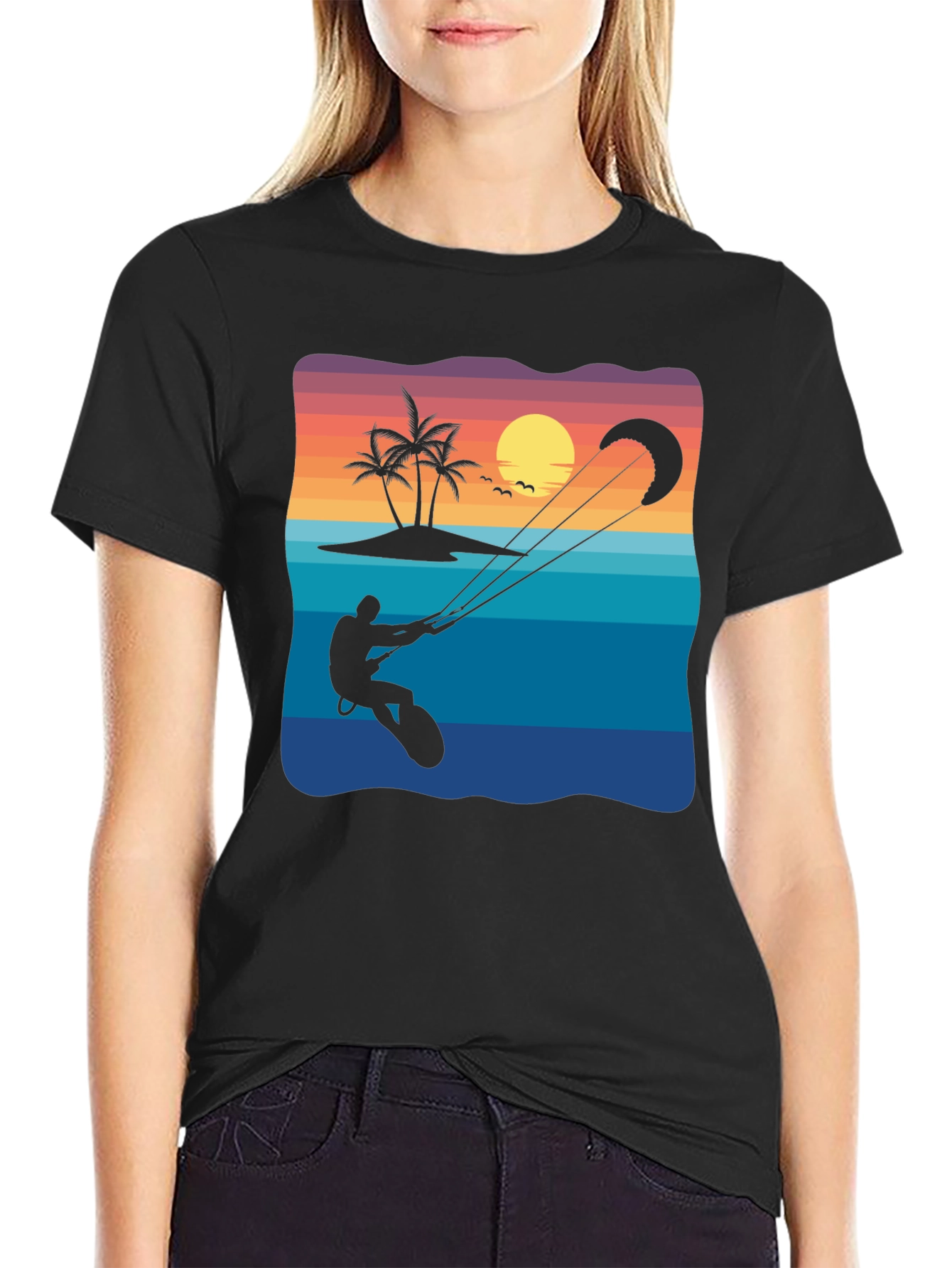 Kitesurfing Sunset Graphic Tee