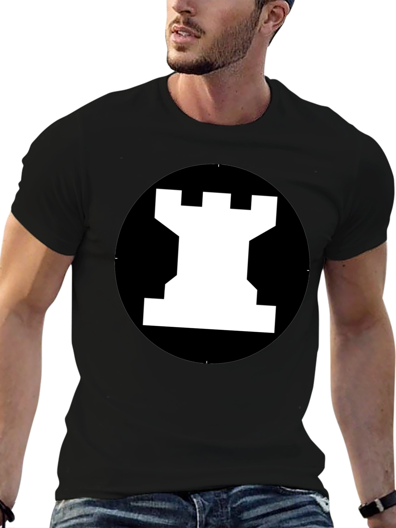 Rook Chess Piece Graphic Tee - Black T-Shirt