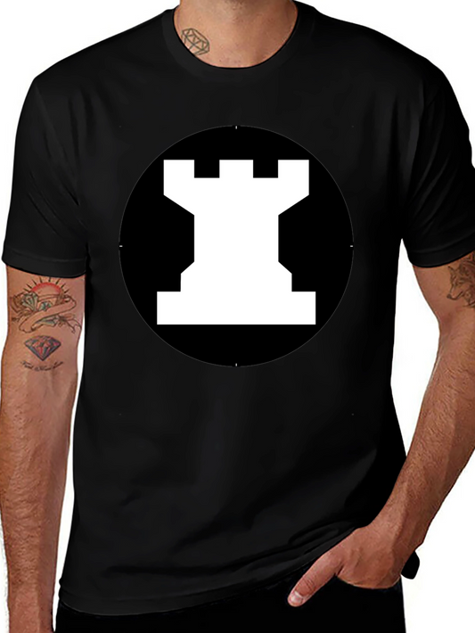 Rook Chess Piece Graphic Tee - Black T-Shirt