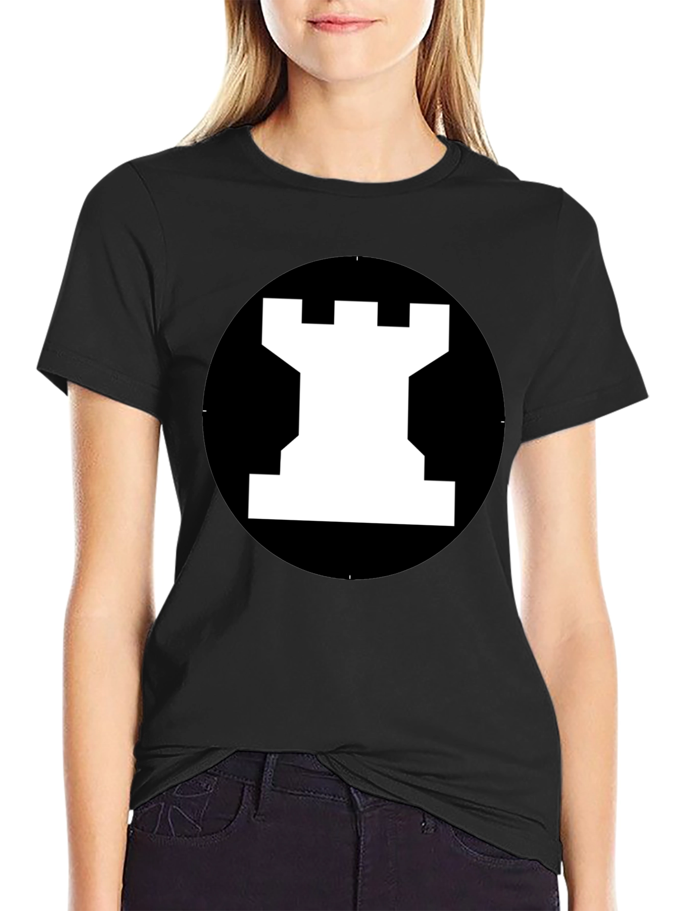 Rook Chess Piece Graphic Tee - Black T-Shirt